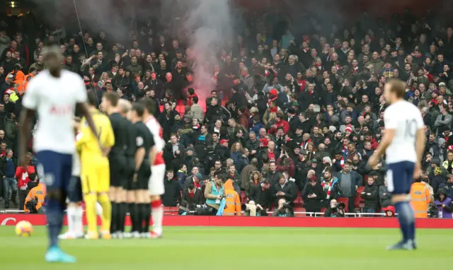 A flare inside the stadium