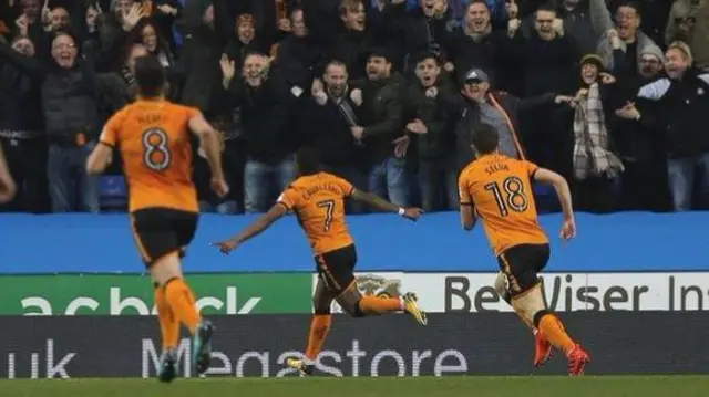 Ivan Cavaleiro scored Wolves' first goal in front of almost 4,000 travelling supporters