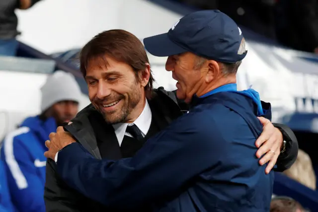 Conte of Chelsea and Pulis of West Brom