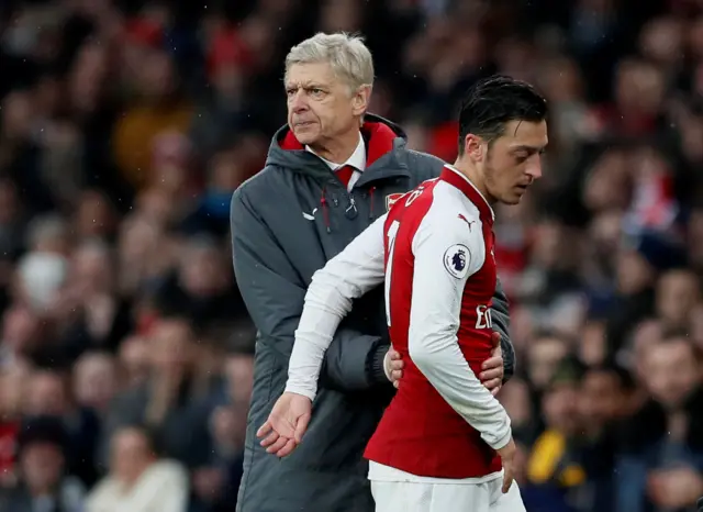 Mesut Ozil is substituted for Arsenal