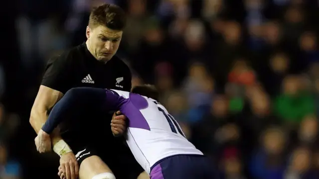 Beauden Barrett is tackled