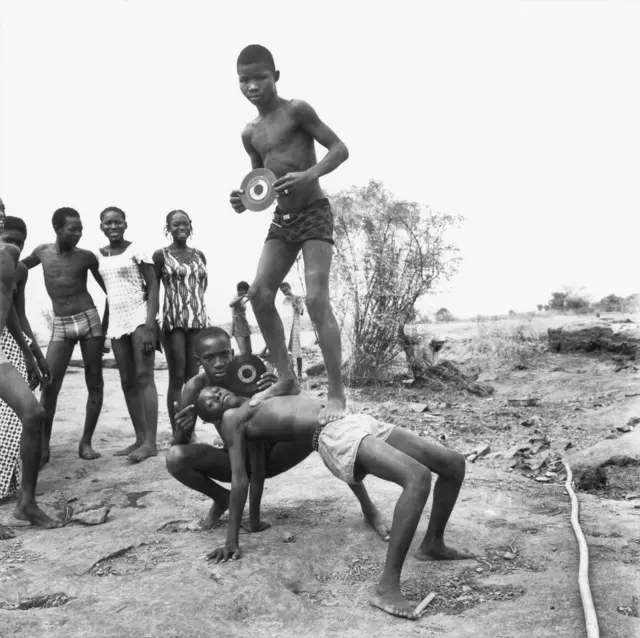 Boys on river bed