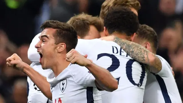 Spurs celebrate at Wembley