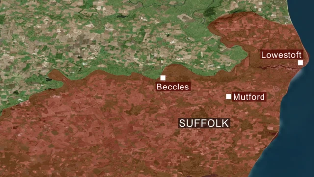 Map showing location of Mutford