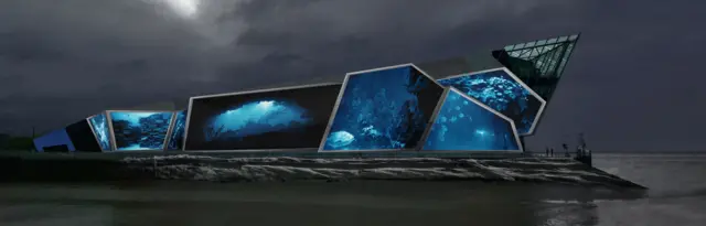 Artist impression of projection onto The Deep