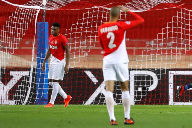 Monaco's Jemerson and Fabinho look dejected