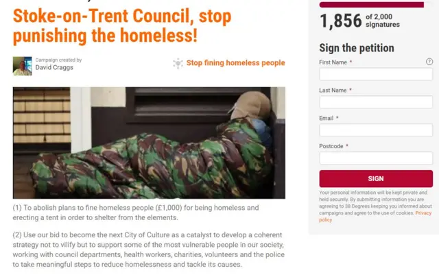 Homeless ban petition