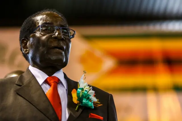 This file photo taken on April 7, 2016 shows Zimbabwe President Robert Mugabe attending a meeting with the Zimbabwe National Liberation War Veterans Associatioin in Harare.