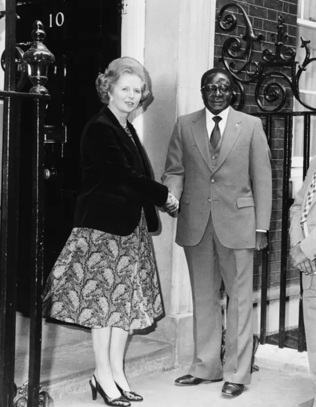 Robert Mugabe Resigns As President of Zimbabwe British Prime Minister Margaret Thatcher shaking hands with Zimbabwe Prime Minister Robert Mugabe outside 10 Downing Street, London, May 9th 1980.