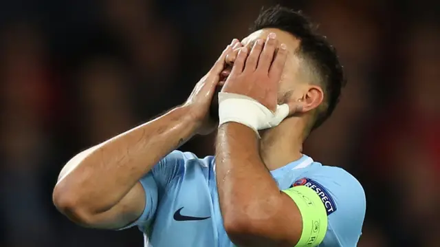 Sergio Aguero reacts