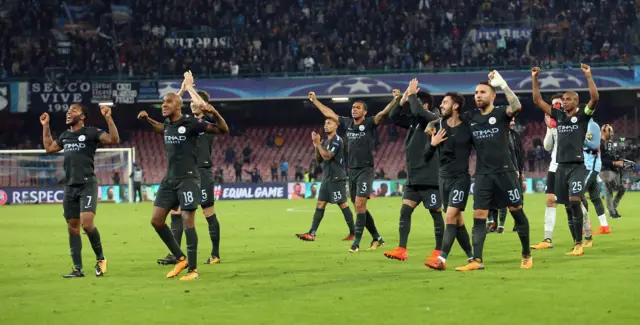 Manchester City players celebrate