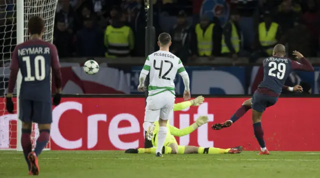 Kylian Mbappe smashes in the fourth goal for PSG