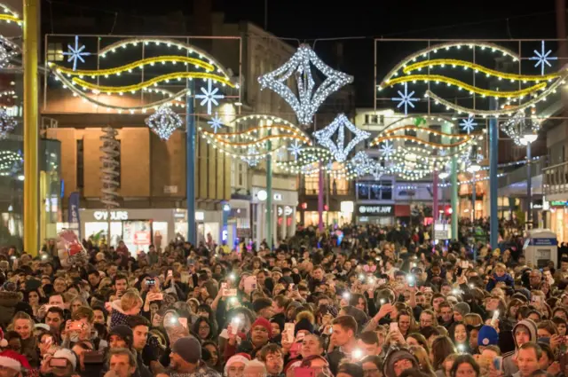 Crowds at the lights in previous years