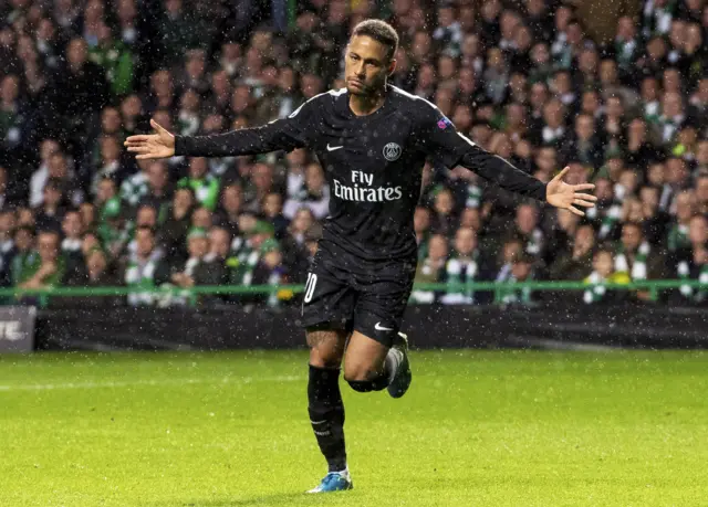 Neymar opened the scoring in PSG's 5-0 win at Celtic Park