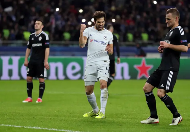 Cesc Fabregas celebrates