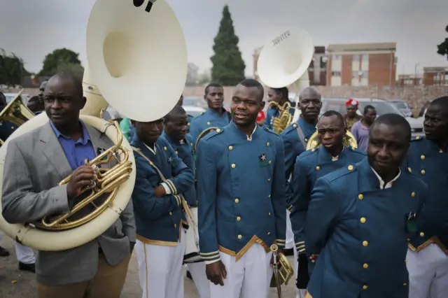 A brass band at an air force base in Harare, Zimbabwe - Wednesday 22 November 2017