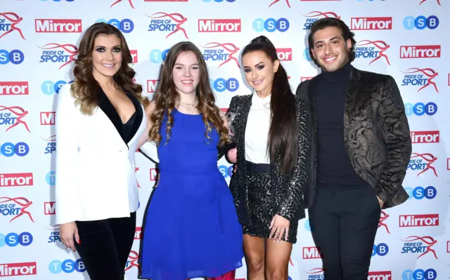 Isabelle Weall with Kym Marsh and Kem and Amber from Love Island