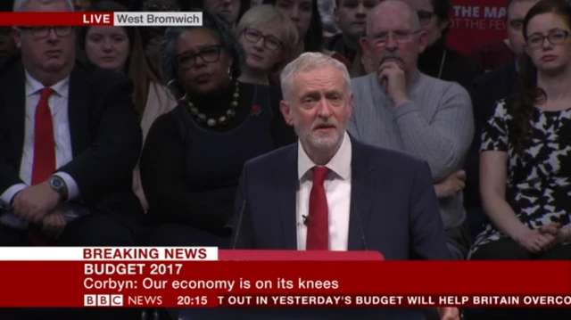 Labour leader Jeremy Corbyn at a rally