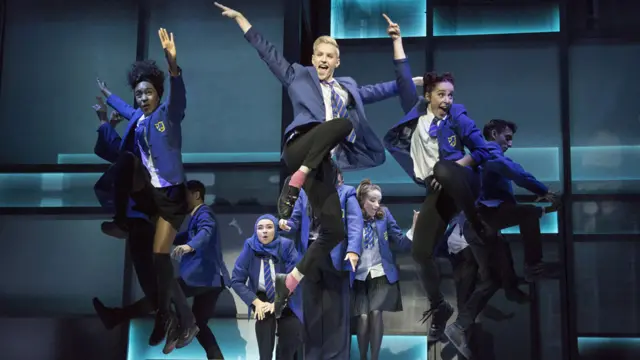 John McCrea (centre) with other cast members from Everybody's Talking About Jamie
