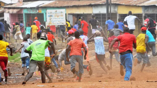 Thousands of schoolchildren in Guinea descended onto the streets