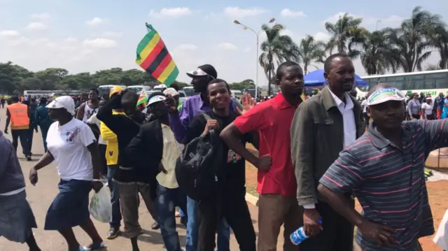 Crowds at stadium in Harare, Zimbabwe