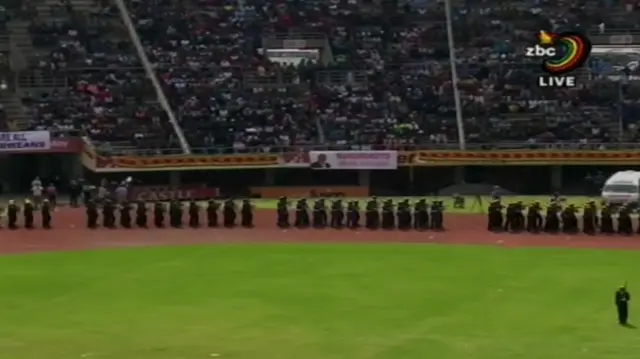 Soldiers at stadium, Harare, Zimbabwe