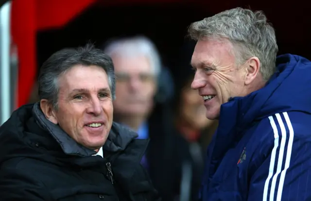 Leicester manager Claude Puel and West Ham boss David Moyes