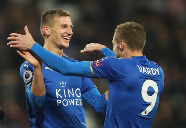 Marc Albrighton and Jamie Vardy