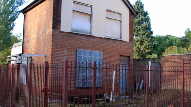 A boarded up house