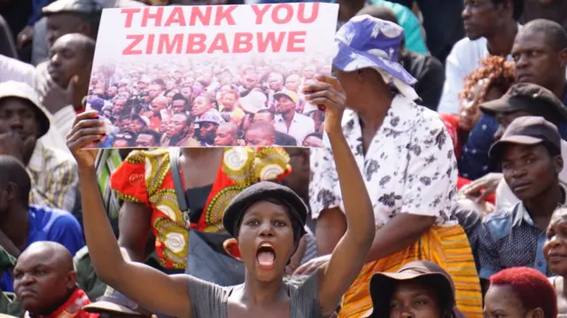 Zimbabweans at the stadium in Harare