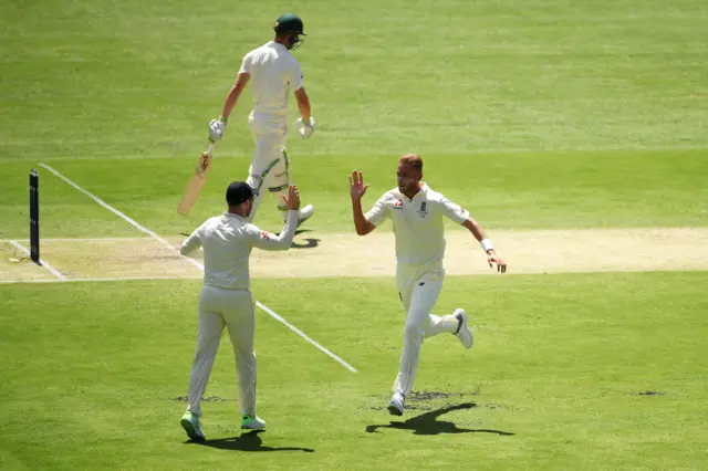 Stuart Broad celebrates