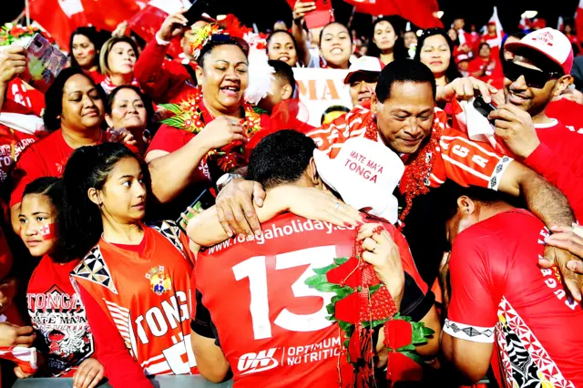 Tonga players and fans