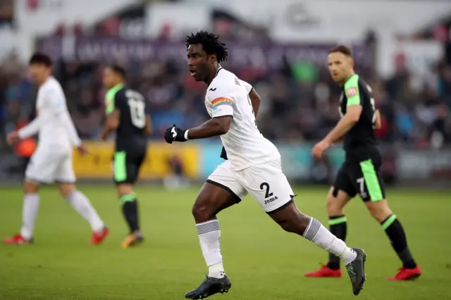 Swansea City's captain Wilfried Bony