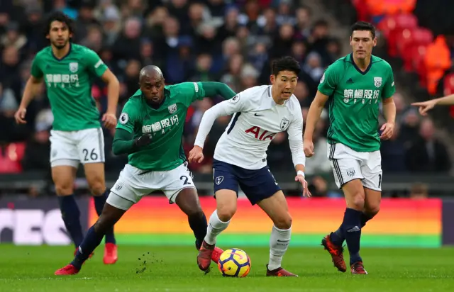 Son Heun Min in action against West Brom