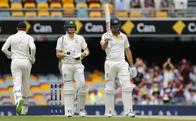 Shaun Marsh celebrates bringing up his fifty