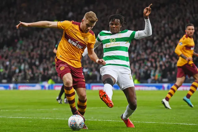 Chris Cadden takes on Celtic defender Dedryck Boyata