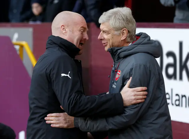 Arsenal manager Arsene Wenger and Burnley manager Sean Dyche