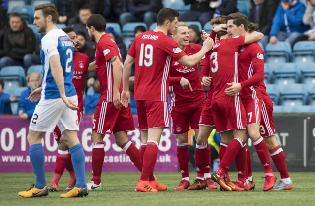 Aberdeen celebrate at Rugby Park