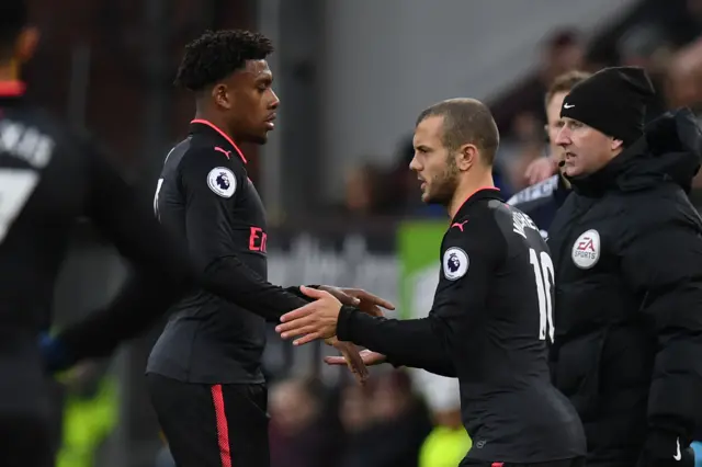 Jack Wilshere is on for Alex Iwobi