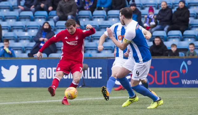 Aberdeen's Kenny McLean drives in the opening goal