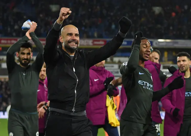 Pep Guardiola celebrates