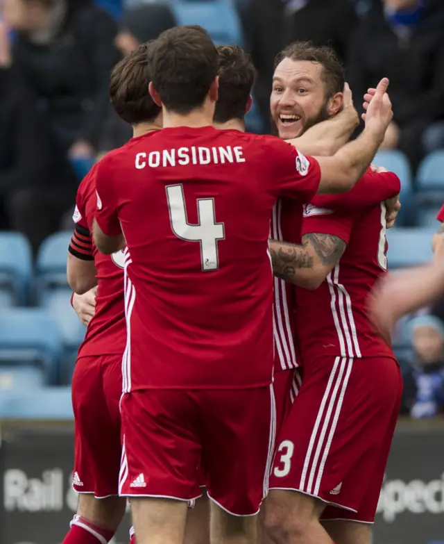 Aberdeen celebrate their second goal