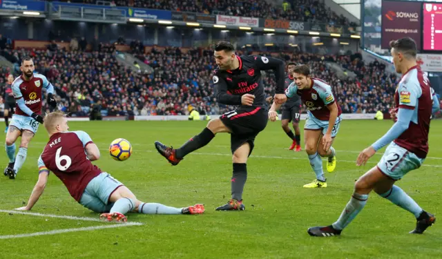 Burnley's Ben Mee blocks a shot