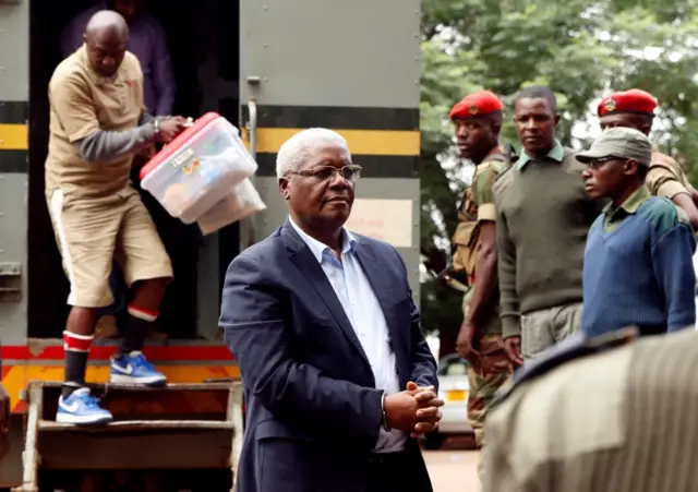 Former Zimbabwe finance minister Ignatius Chombo arrives at court to face corruption charges, in Harare, Zimbabwe, November 27, 2017.