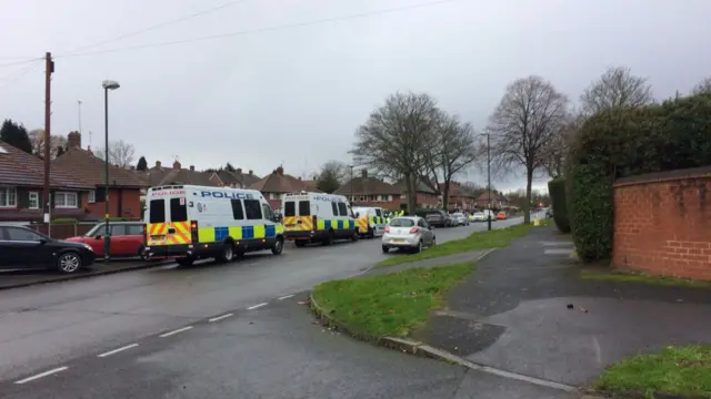 Police vans on scene in Weoley Castle