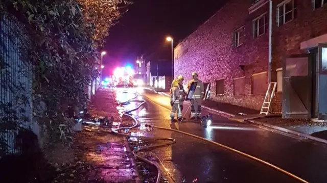 Fire crews at the factory last night