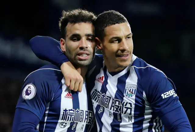 Hal Robson-Kanu celebrates with Jake Livermore