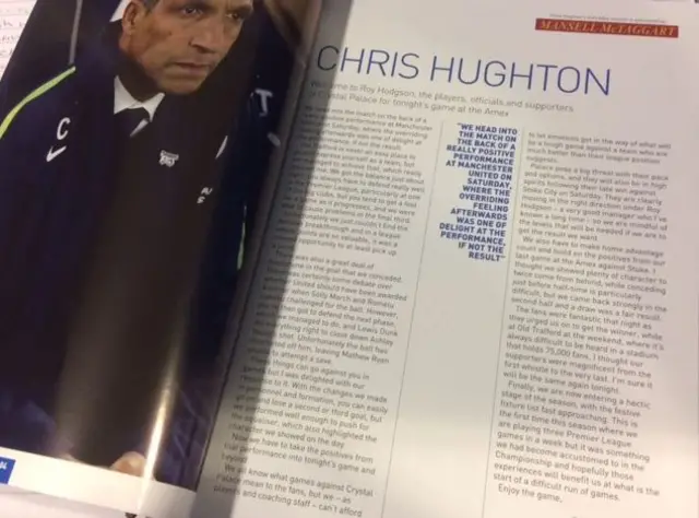 Chris Hughton's programme notes