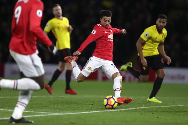 Jesse Lingard scores against Watford