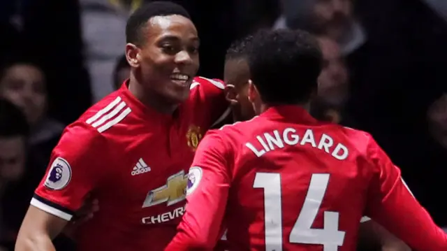 Anthony Martial celebrates his goal